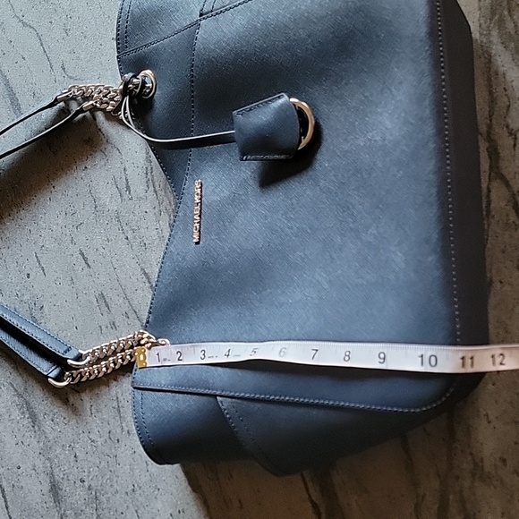 MICHAEL KORS Jet Set Large Saffiano Leather Shoulder Bag Navy Blue NWOT - Picture 13 of 16